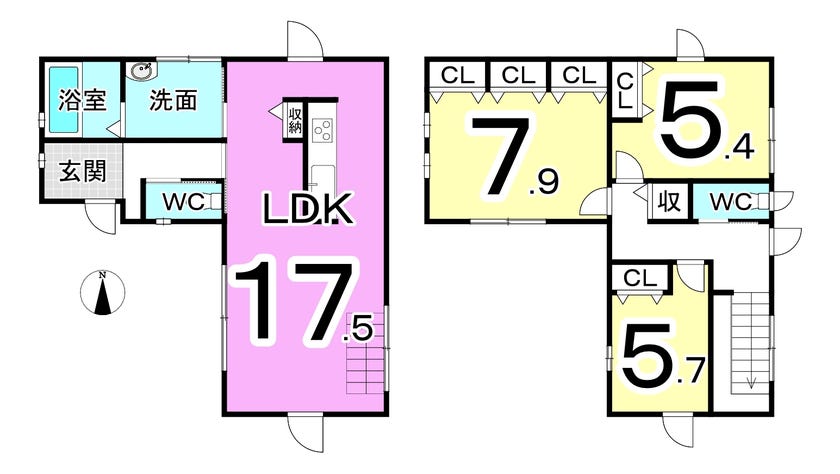 福井市灯明寺３丁目の中古戸建 間取り