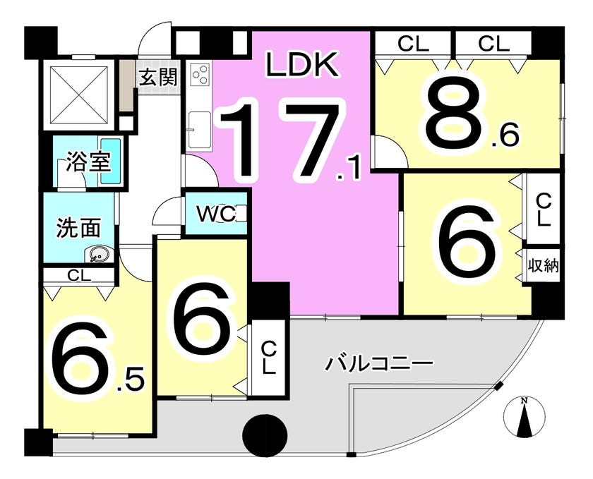 ビブレ花堂 福井市花堂中１丁目の中古マンション 間取り