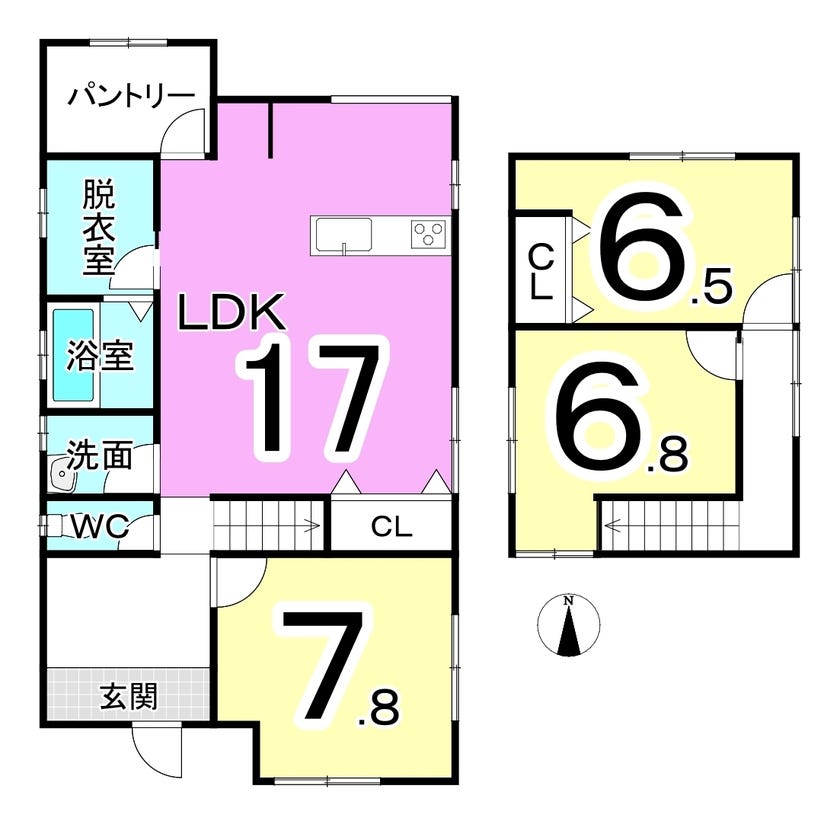 福井市つくし野１丁目の中古戸建 間取り